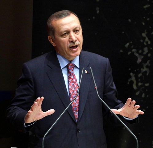 Turkey's Prime Minister Recep Tayyip Erdogan gestures as he speaks during a meeting at his ruling Justice and Development Party (AKP) party headquarters in Ankara, on May 24, 2013 AFP PHOTO/ADEM ALTAN (Photo credit should read ADEM ALTAN/AFP/Getty Images)