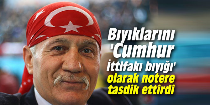 Bıyıklarını 'Cumhur İttifakı bıyığı' olarak notere tasdik ettirdi