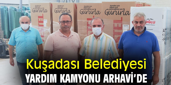 Kuşadası Belediyesi yardım kamyonu Arhavi'de