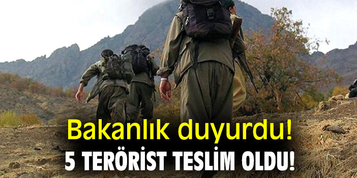 Bakanlık duyurdu!  5 terörist teslim oldu!