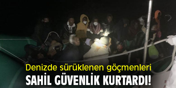 Denizde sürüklenen göçmenleri, Sahil Güvenlik kurtardı!