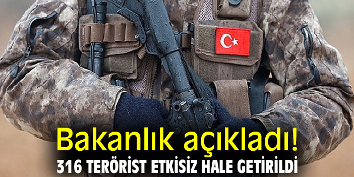 Bakanlık açıkladı! 316 terörist etkisiz hale getirildi