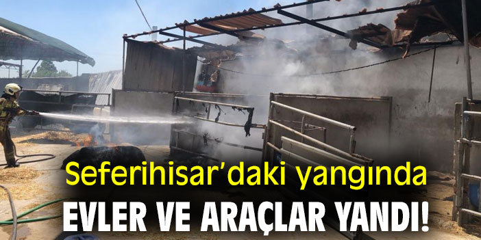 Seferihisar’daki yangında evler ve araçlar yandı!