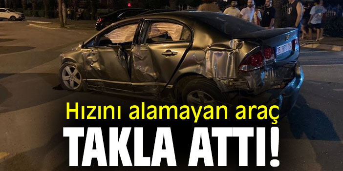 Hızını alamayan araç takla attı!