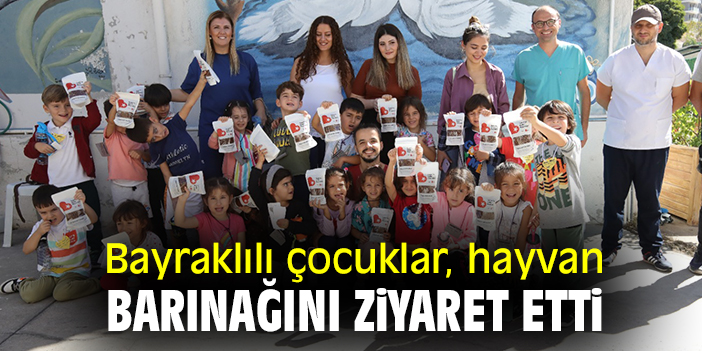 Bayraklılı çocuklar hayvan barınağını ziyaret etti