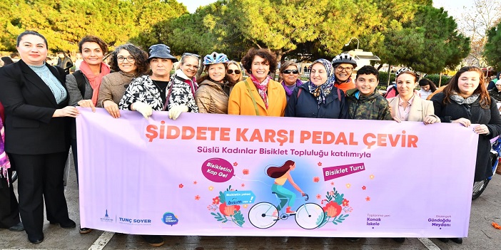 Şiddete karşı farkındalık için pedal çevirdi