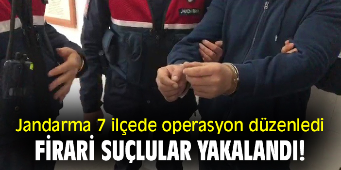 Jandarma 7 ilçede operasyon düzenledi firari suçlular yakalandı!