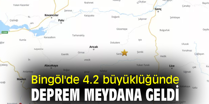 Bingöl'de 4.2 büyüklüğünde deprem meydana geldi