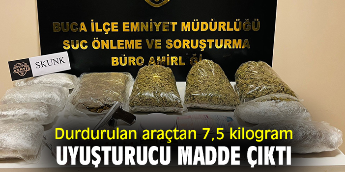 Durdurulan araçtan 7,5 kilogram uyuşturucu madde çıktı