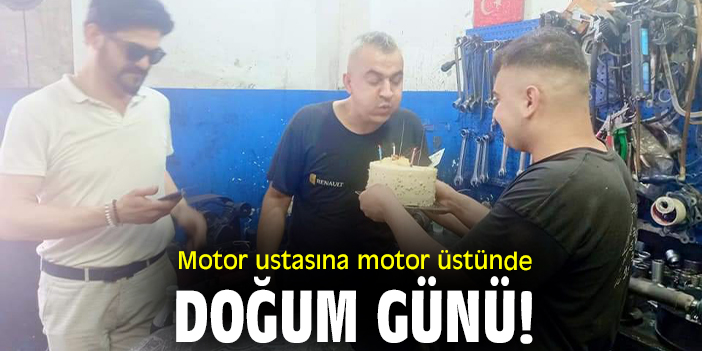 Motor ustasına motor üstünde doğum günü!