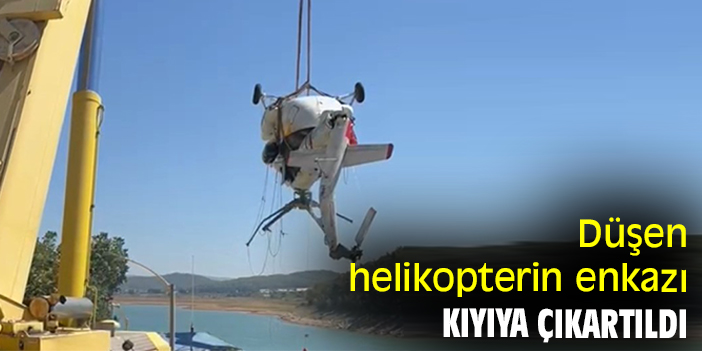 Düşen helikopterin enkazı kıyıya çıkartıldı