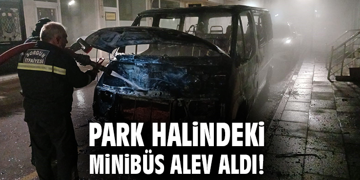 Park halindeki minibüs alev aldı!