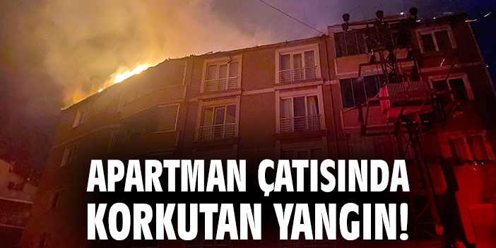 Apartman çatısında korkutan yangın!