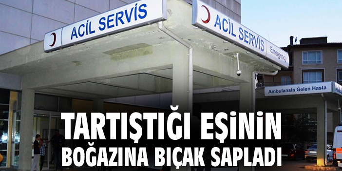Tartıştığı eşinin boğazına bıçak sapladı