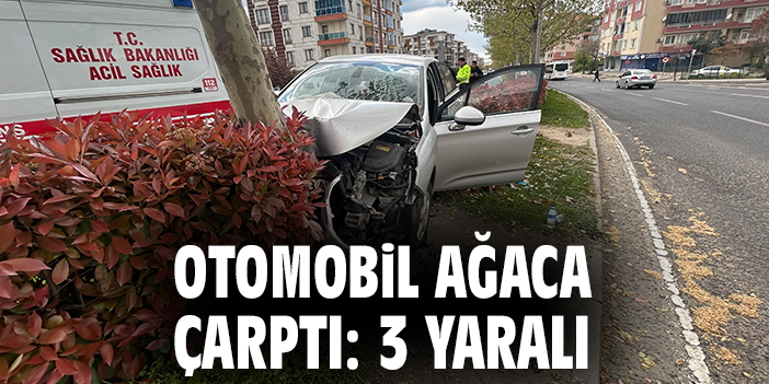 Otomobil ağaca çarptı: 3 yaralı