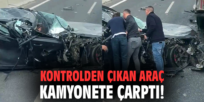 Kontrolden çıkan araç kamyonete çarptı!
