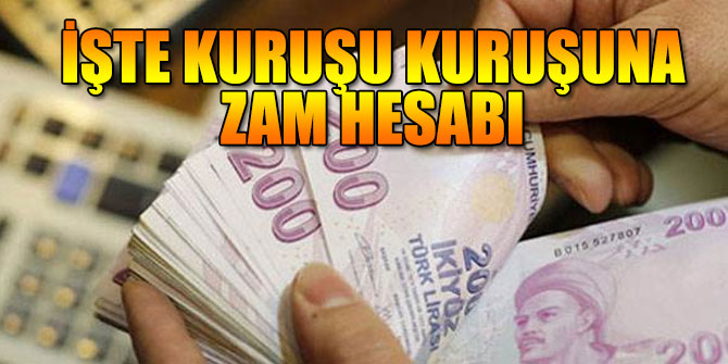 İşte kuruşu kuruşuna zam hesabı