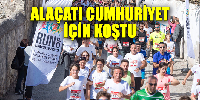 Alaçatı'da Cumhuriyet Bayramı için koştular