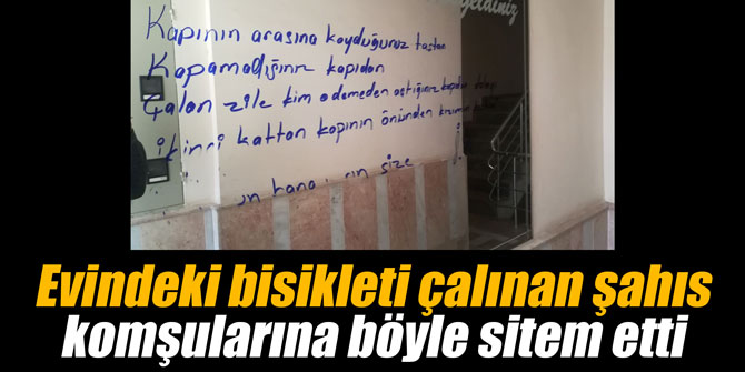 Evindeki bisikleti çalınan şahıs komşularına sitem etti