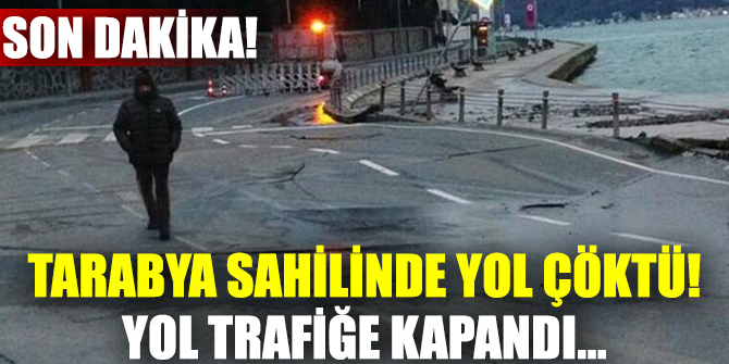 Tarabya sahilinde yol çöktü!