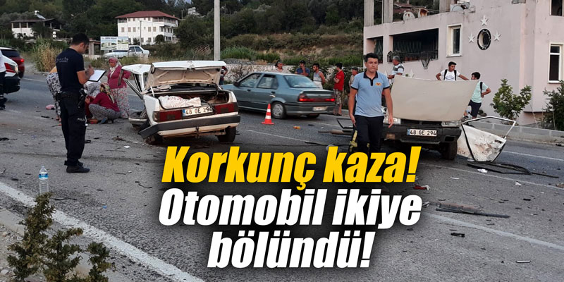 Korkunç kaza! Otomobil ikiye bölündü!