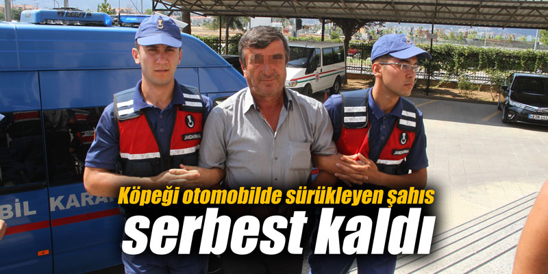 Köpeği otomobilde sürükleyen şahıs serbest kaldı