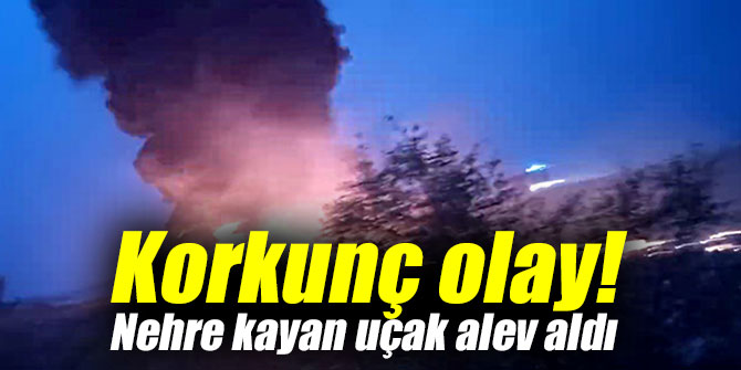 Korkunç olay! Nehre kayan uçak alev aldı