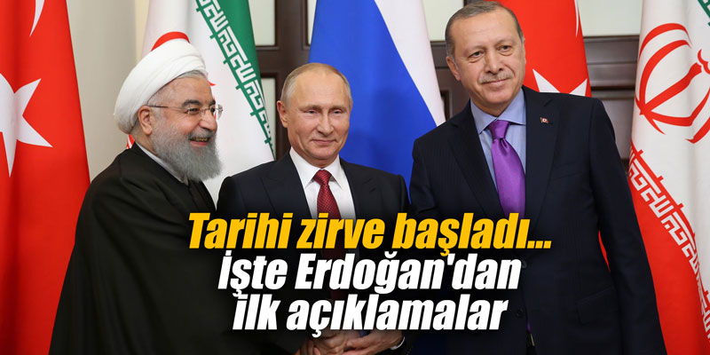 Tahran'daki tarihi zirve başladı... İşte Erdoğan'dan ilk açıklamalar